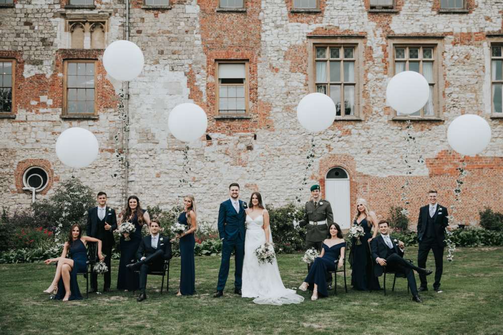 Historic wall wedding photography backdrop at Farnham Castle