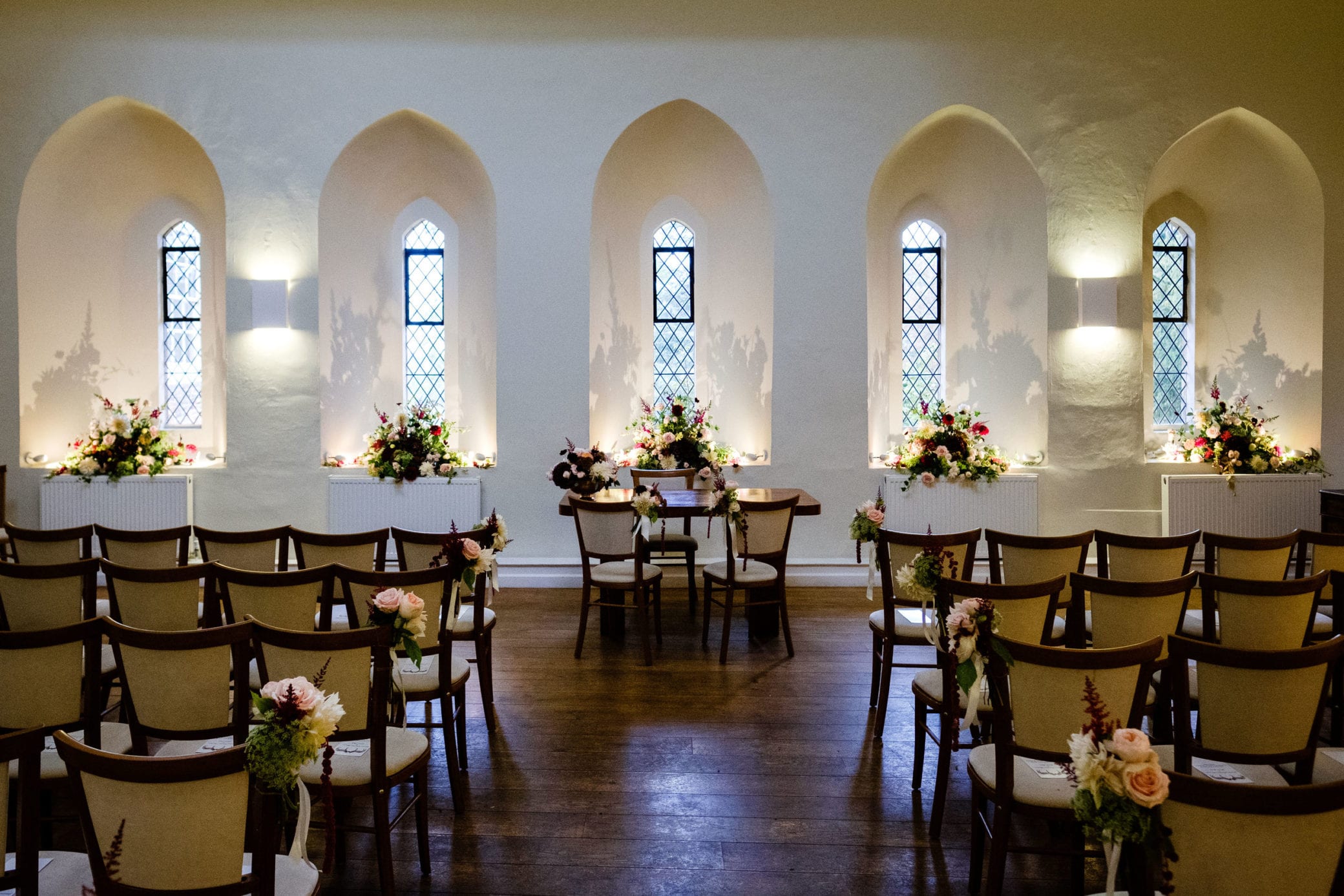 Wedding ceremony room at Farnham Castle