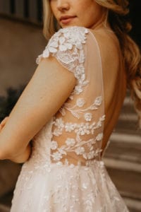 Lace detail on a wedding dress