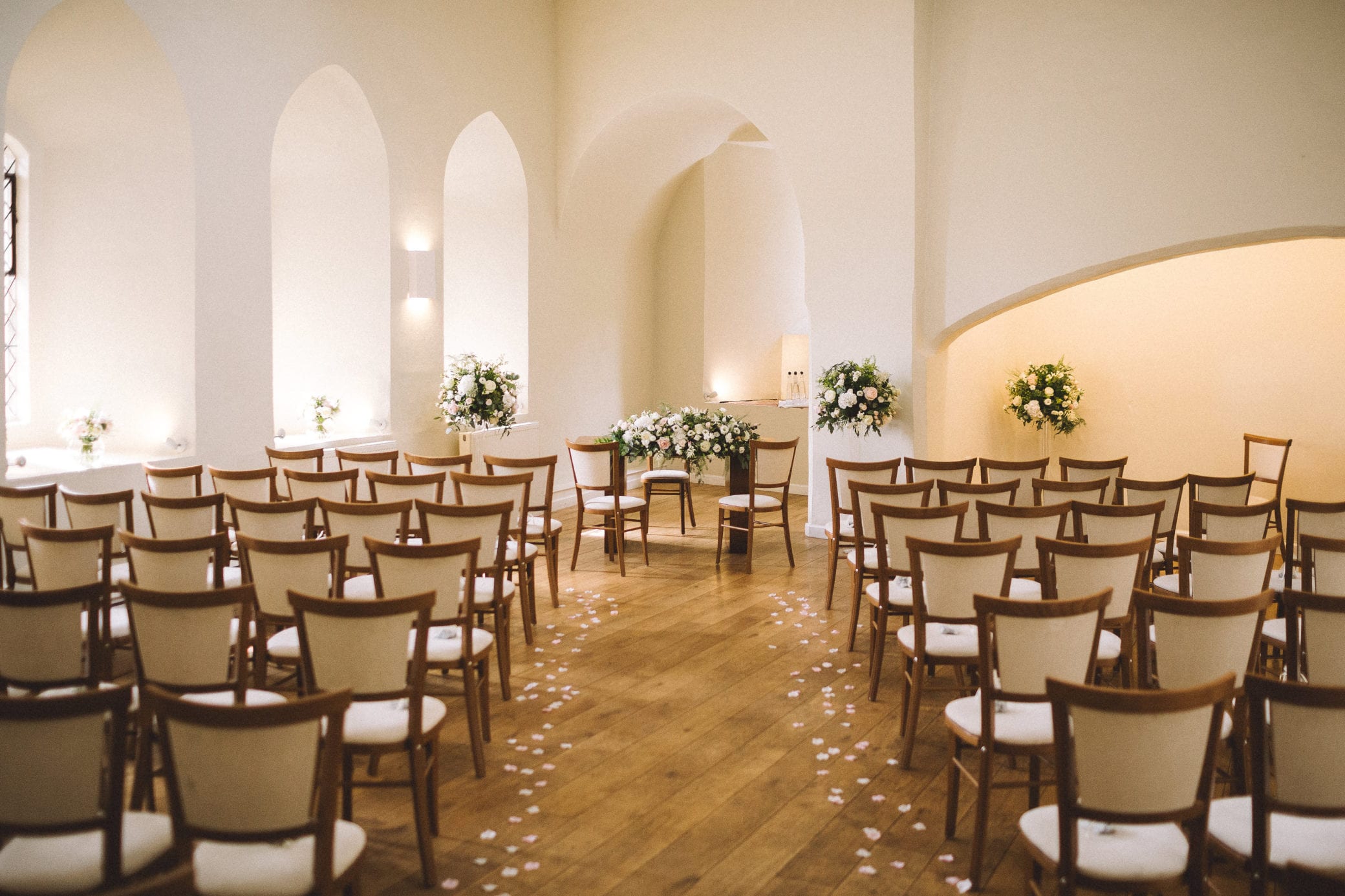 Wedding ceremony room at Farnham Castle in Surrey