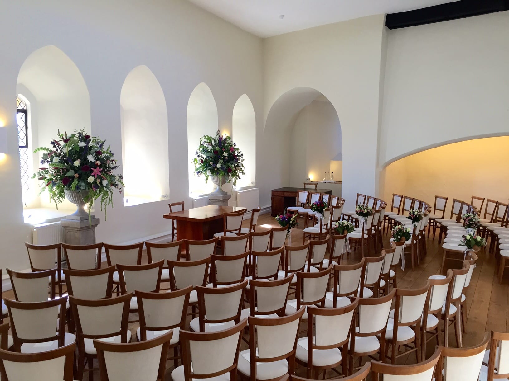 Large wedding ceremony space at Farnham Castle