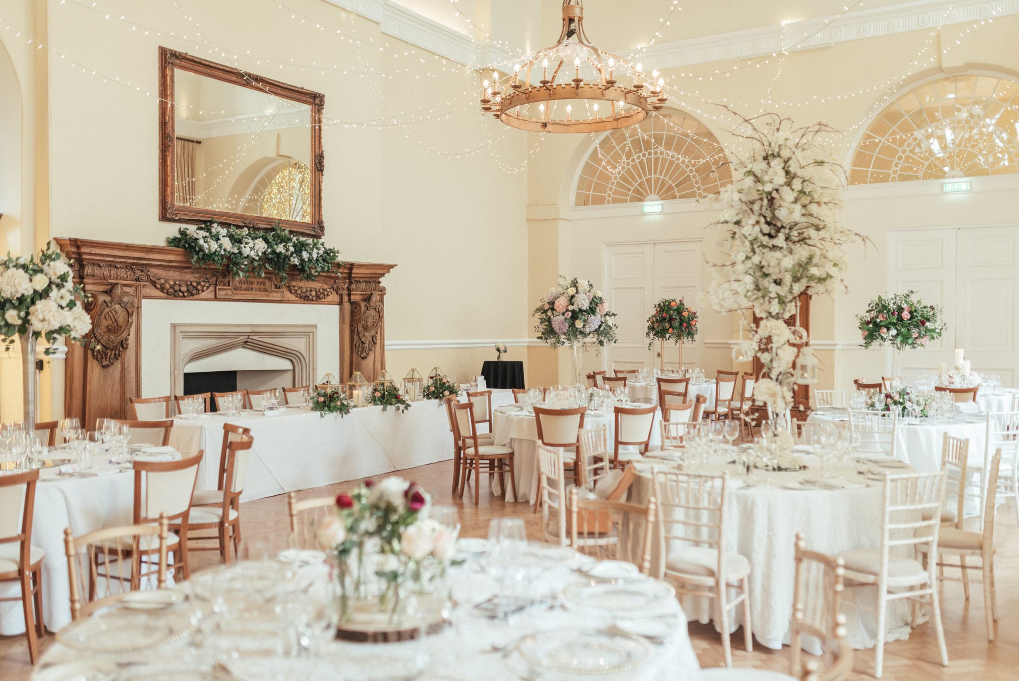 Socially distanced wedding receptions at Farnham Castle