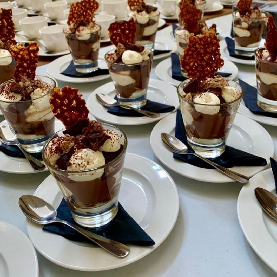 Chocolate desserts served at a Farnham Castle wedding