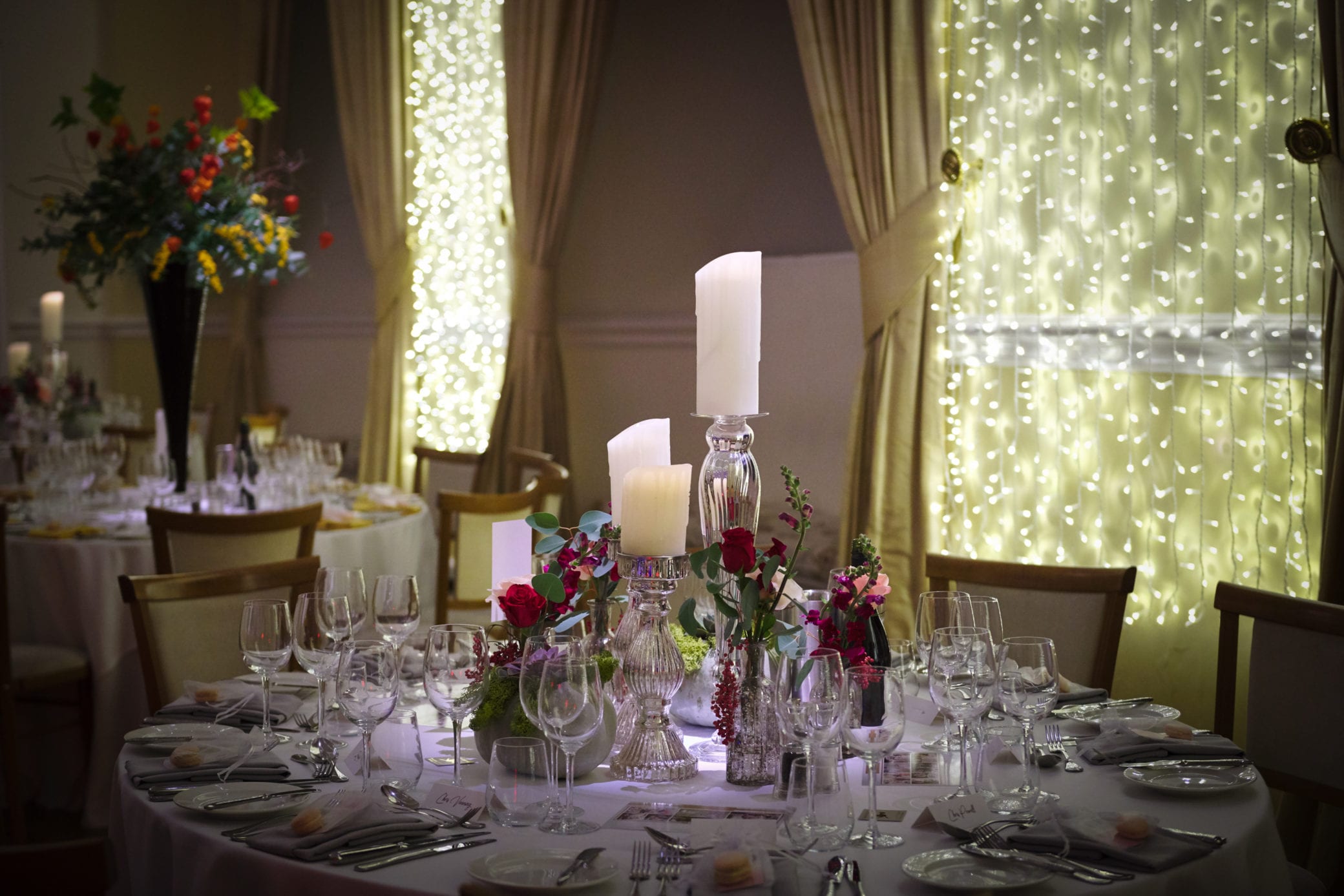 Winter wedding receptions at Farnham Castle in Surrey