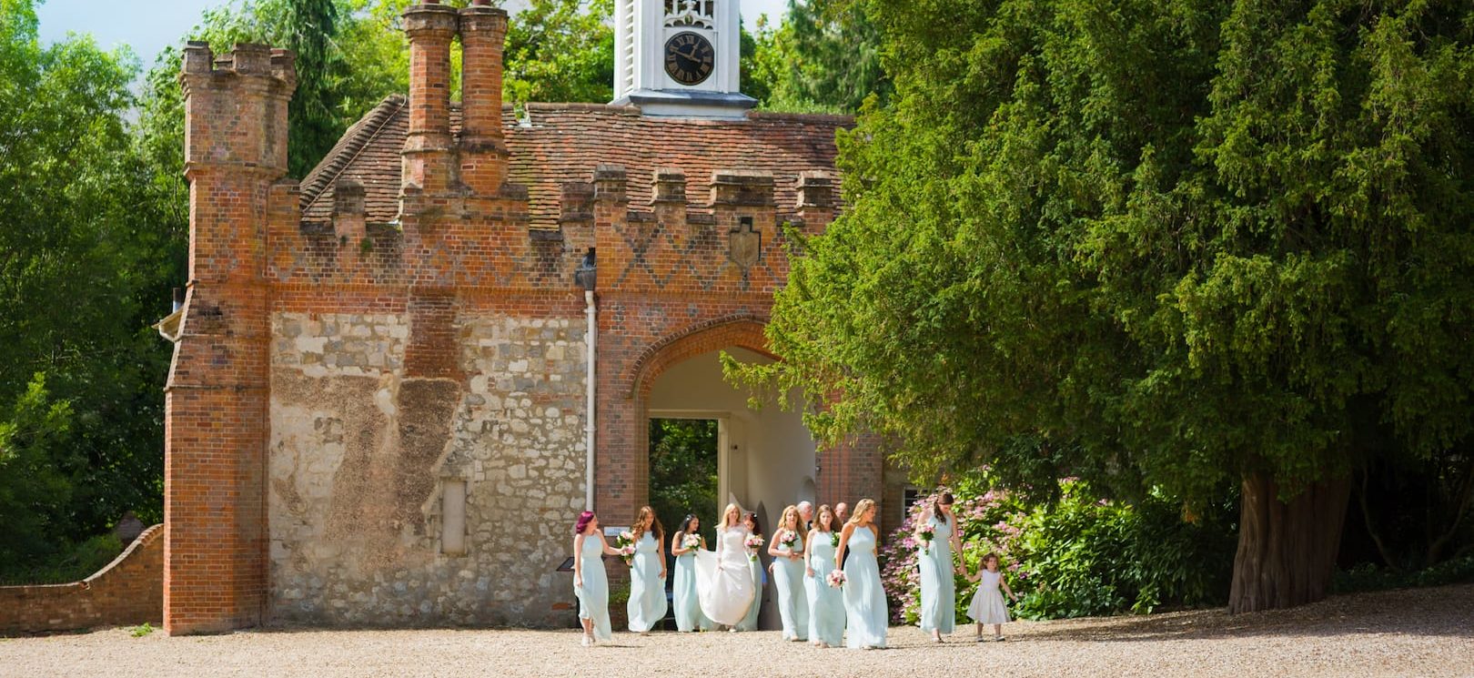 Bridal party leaving the Gatehouse