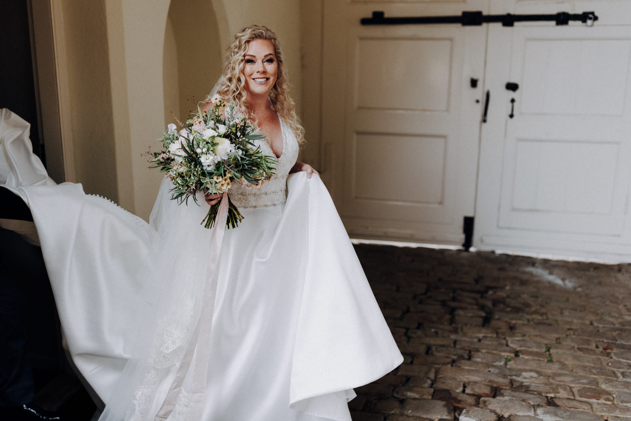 A pretty bridal gown at Farnnham Castle