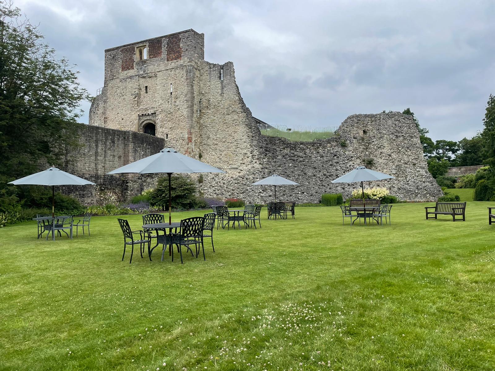 Outdoor space for entertaining at Farnham Castle in Surrey