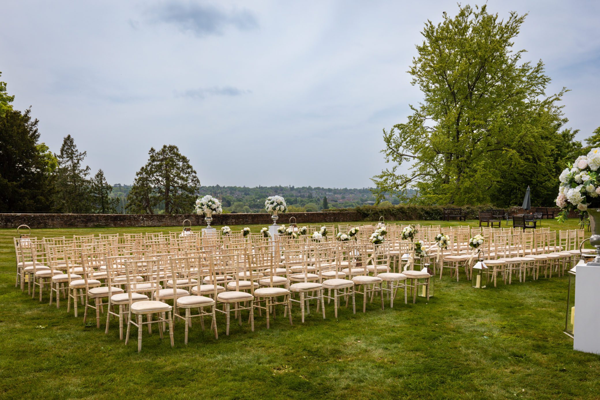 Outdoor wedding with beautiful views in Surrey