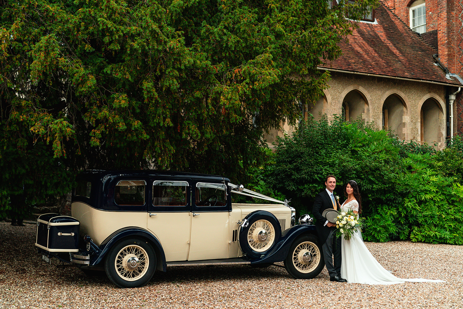 Wedding car at Farnham Castle