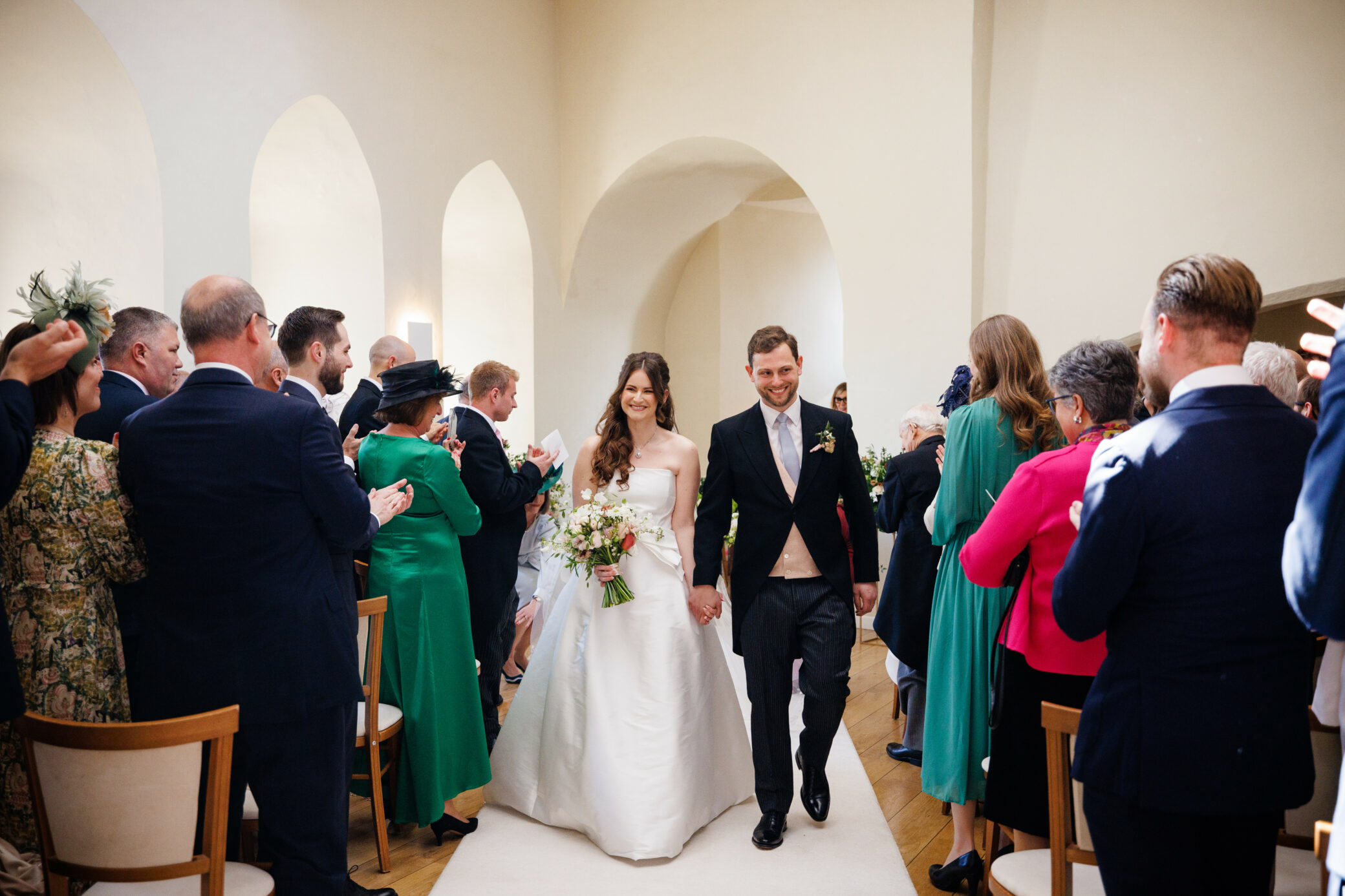 Just Married in the historic Lantern Hall at Farnham Castle