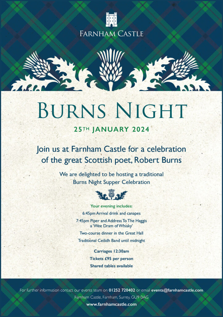 Burns Night Dinner 2024 at Farnham Castle